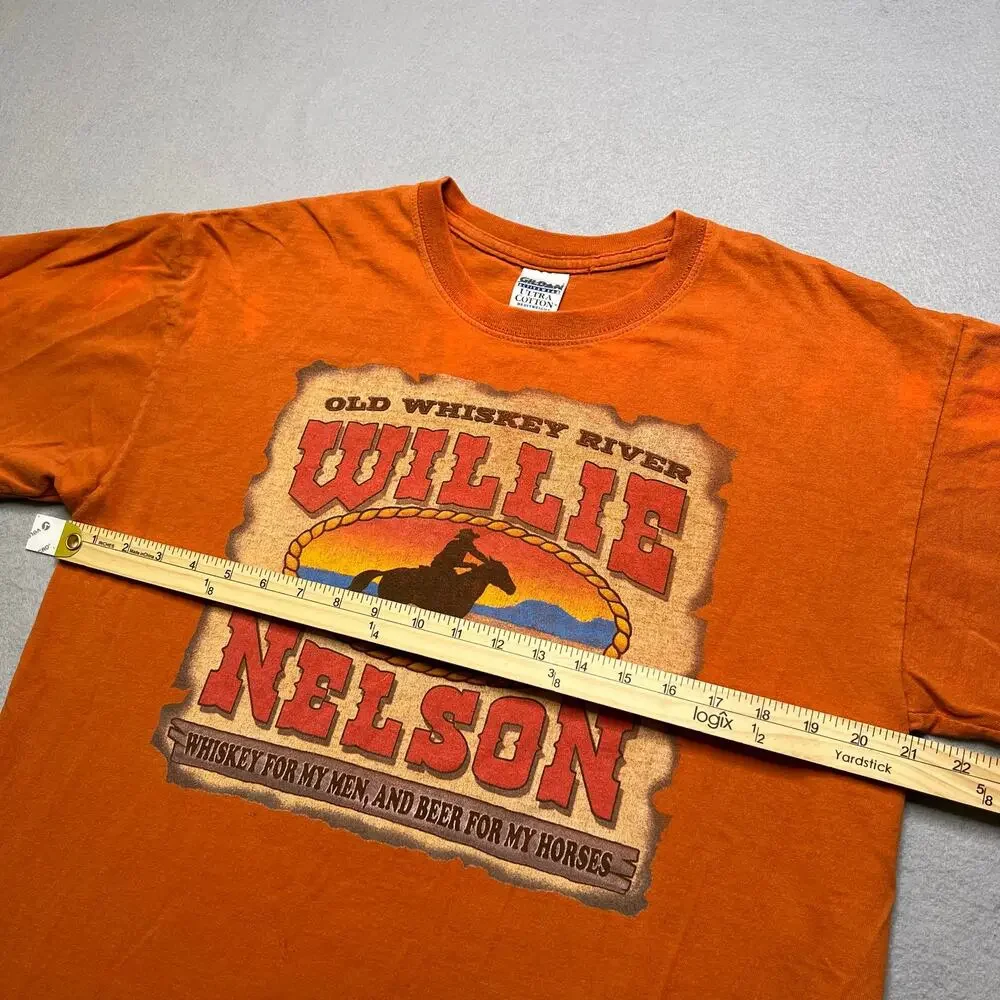 2005 Willie Nelson Whiskey For My Men Beer For My Horses T‎ Shirt Large Orange